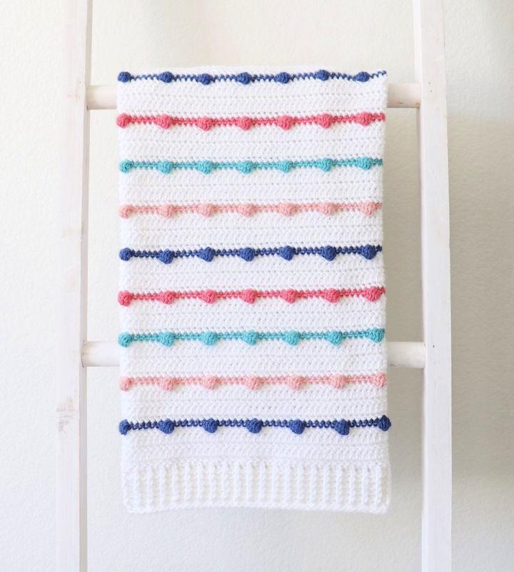 Free Crochet Bobble Lines Baby Blanket Pattern