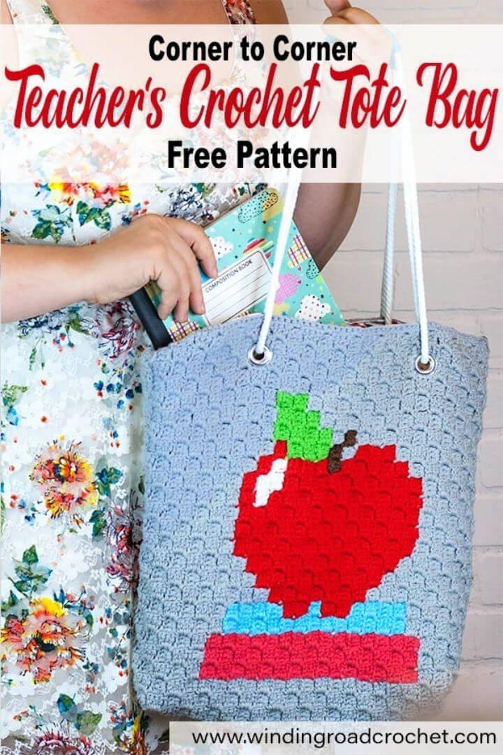C2C Crochet Tote Bag Pattern for Teachers
