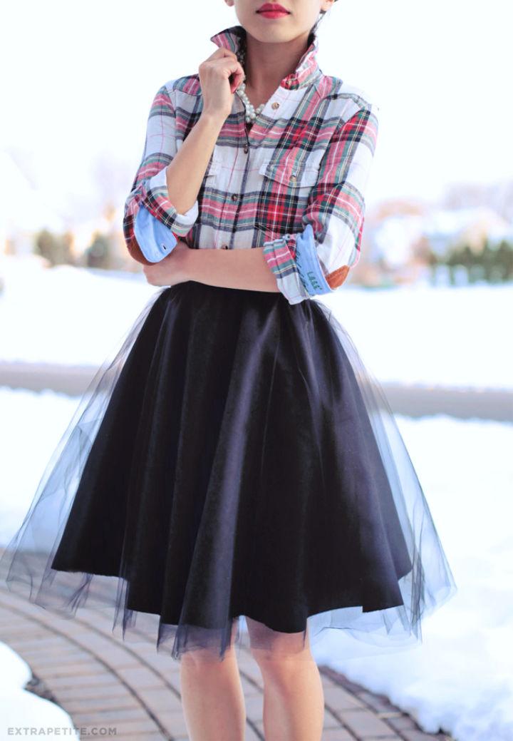 Full Circle Skirt With Tulle Overlay