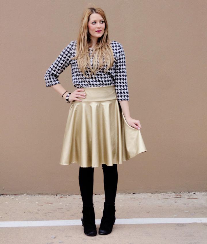 Gold Pleather Circle Skirt Sewing Pattern