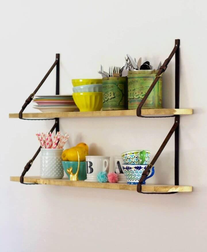 Gorgeous DIY Shelves with Belt Straps