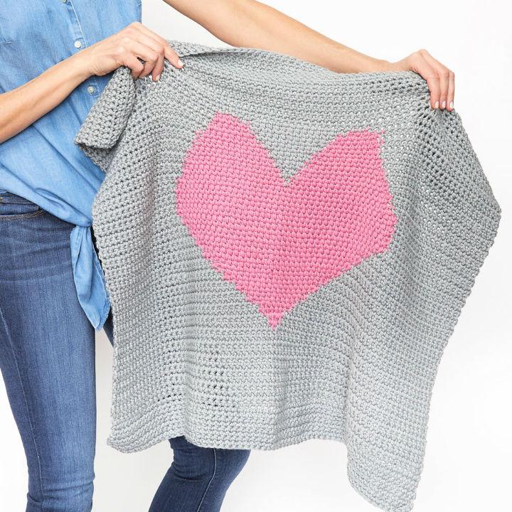 Easy Crochet Heart Graphgan Baby Blanket