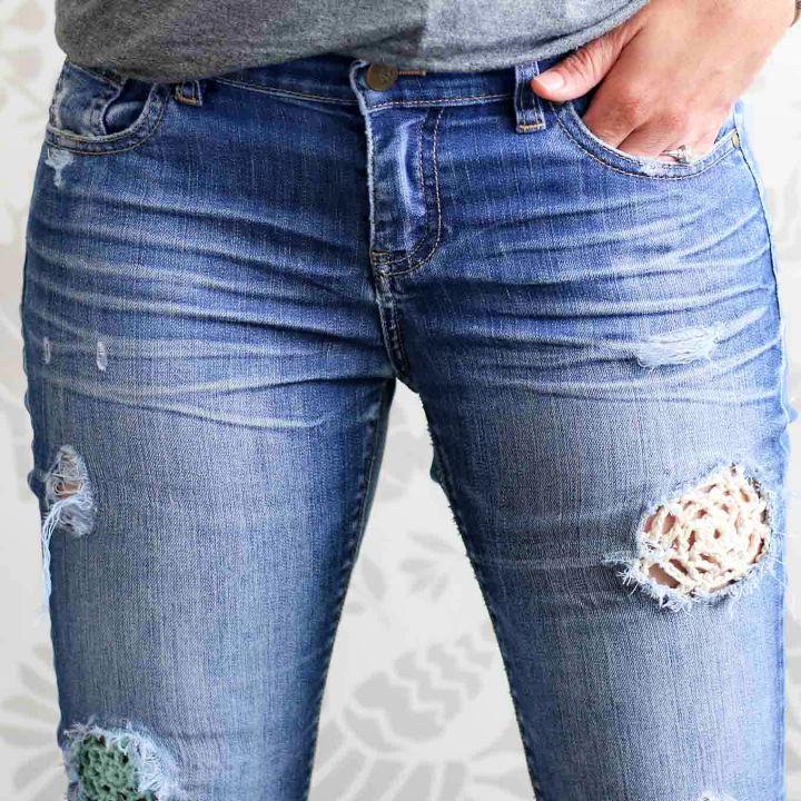 How to Patch Jeans With Crochet Lace