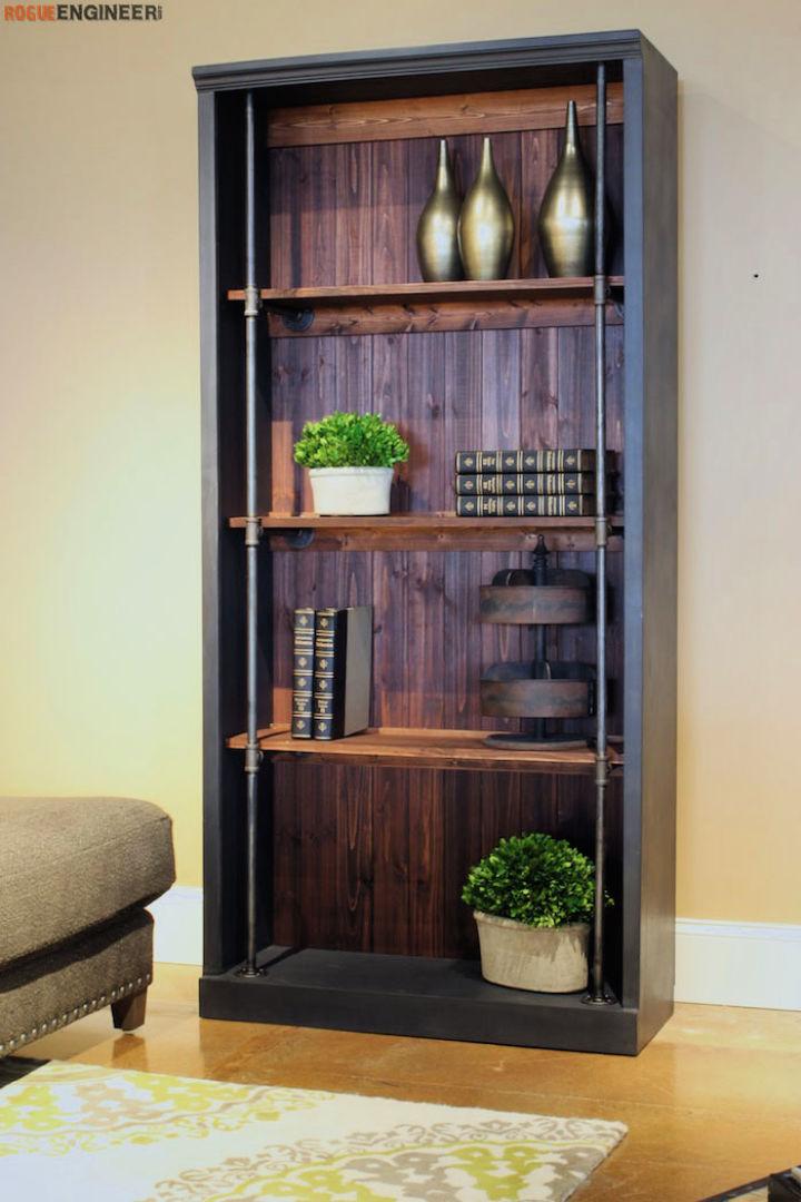 Free Wooden Industrial Bookcase Plan