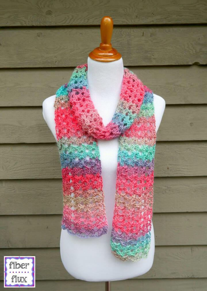 Colorful Crochet Island Lace Scarf Pattern