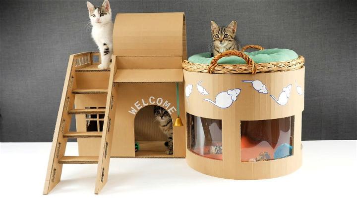 Kitten Cat Pet House from Cardboard