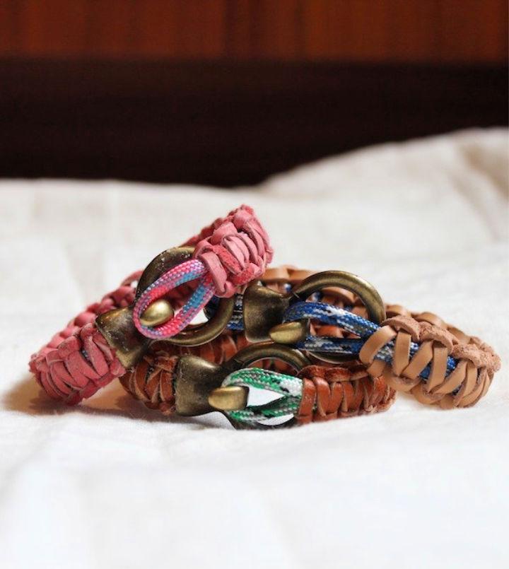 Leather and Climbing Rope Macrame Bracelet Pattern