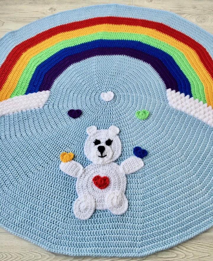 Crochet Love Bear Rainbow Baby Blanket Pattern