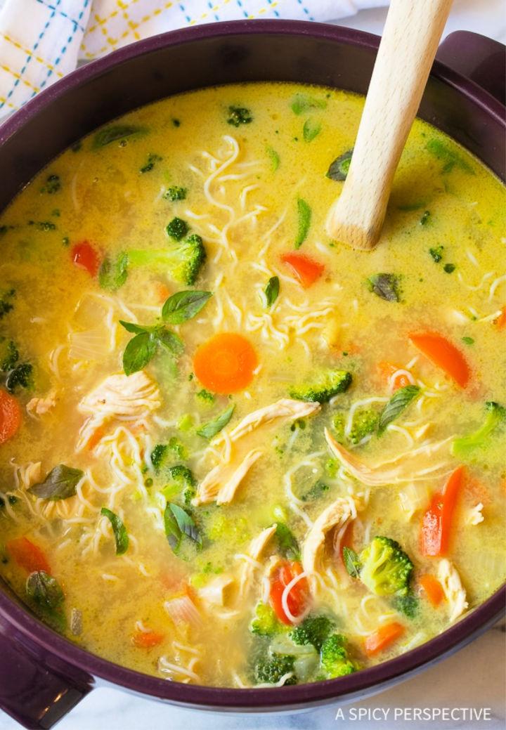 Low Carb Green Curry Chicken Noodle Soup