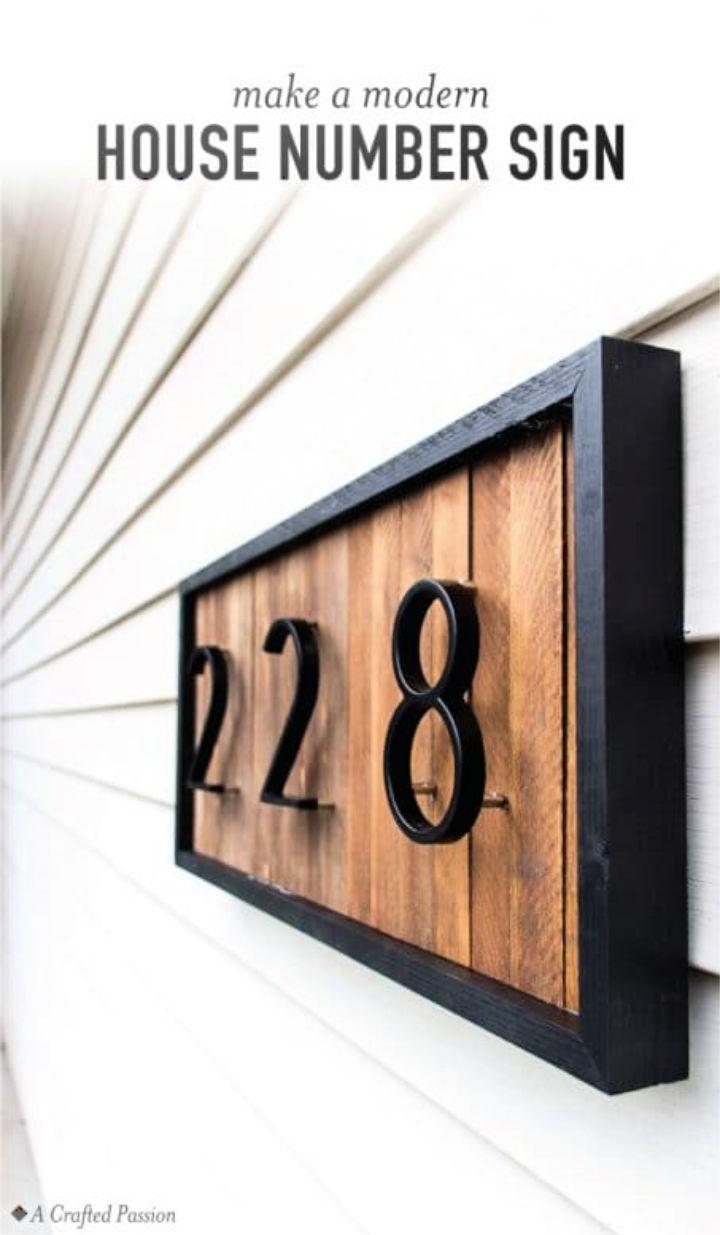 Modern House Number Sign With Wood Shims