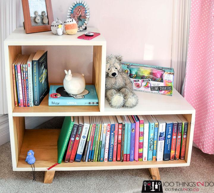 Modern DIY Mid-Century Side Table Bookshelf