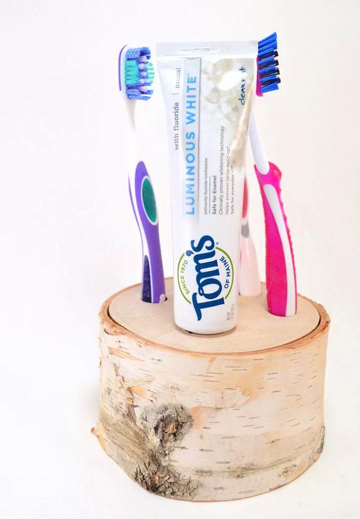 Natural Birch Toothbrush Holder