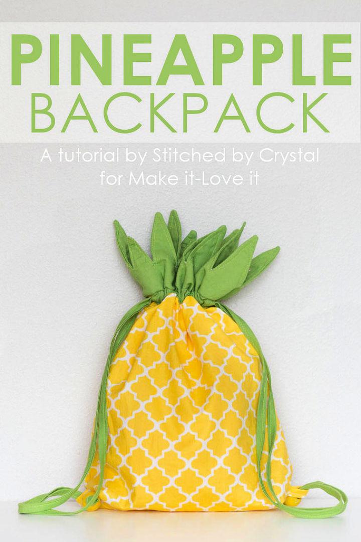 Easy DIY Pineapple Drawstring Backpack