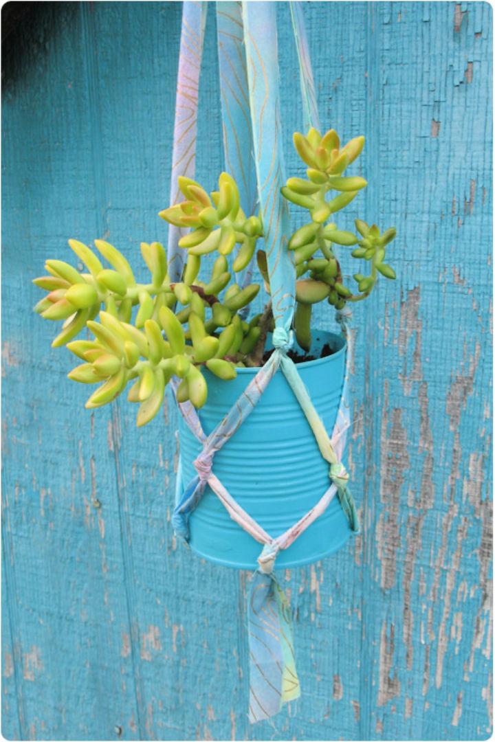 DIY Macrame Plant Hanger From Fabric Strips