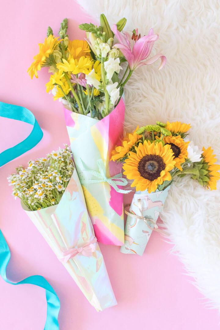 Make a Wrapping Paper Flower Bouquet