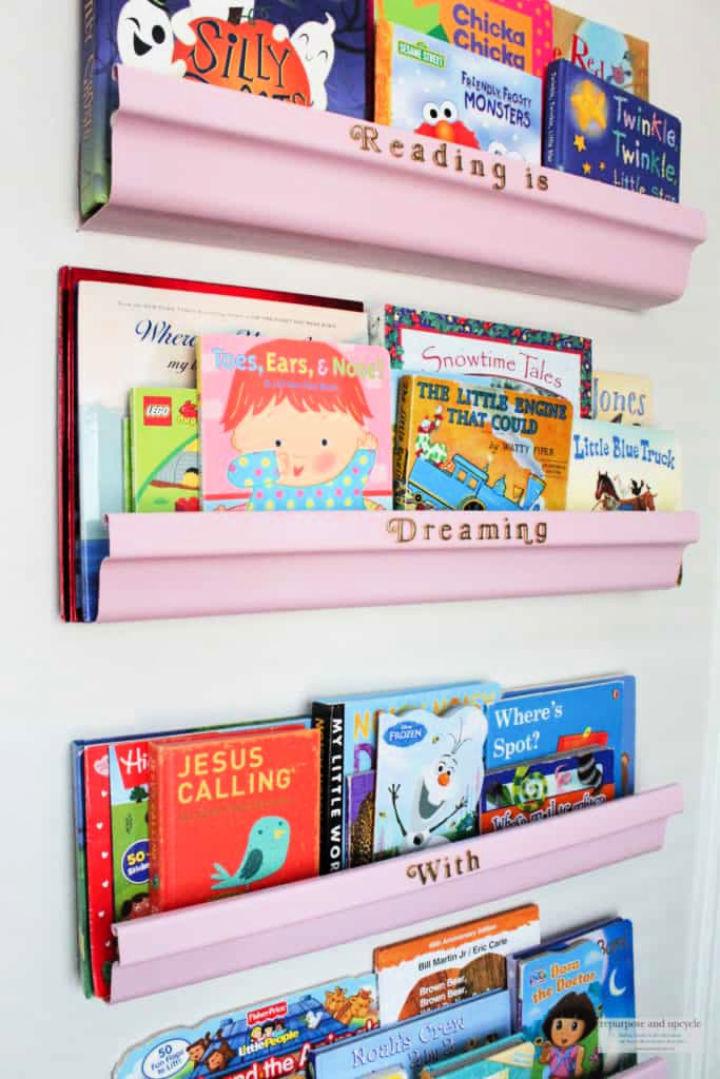 DIY Rain Gutter Bookshelves Under $10