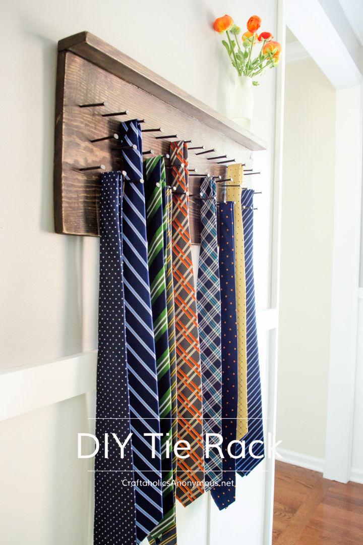 Rustic DIY Wooden Tie Rack