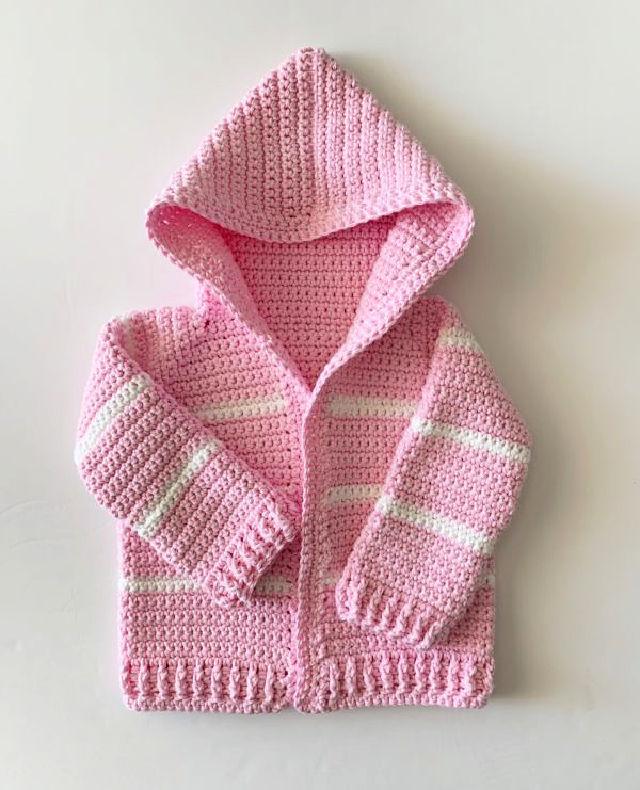 Single Crochet Pink Baby Sweater Pattern