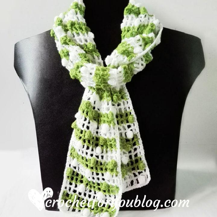 Spring Green Crochet Lacy Mesh Scarf Pattern