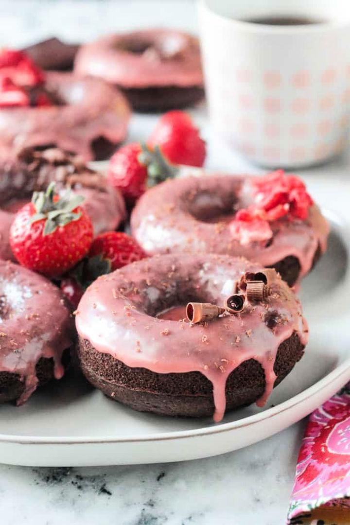 Strawberry Glazed Chocolate Vegan Donut Recipe