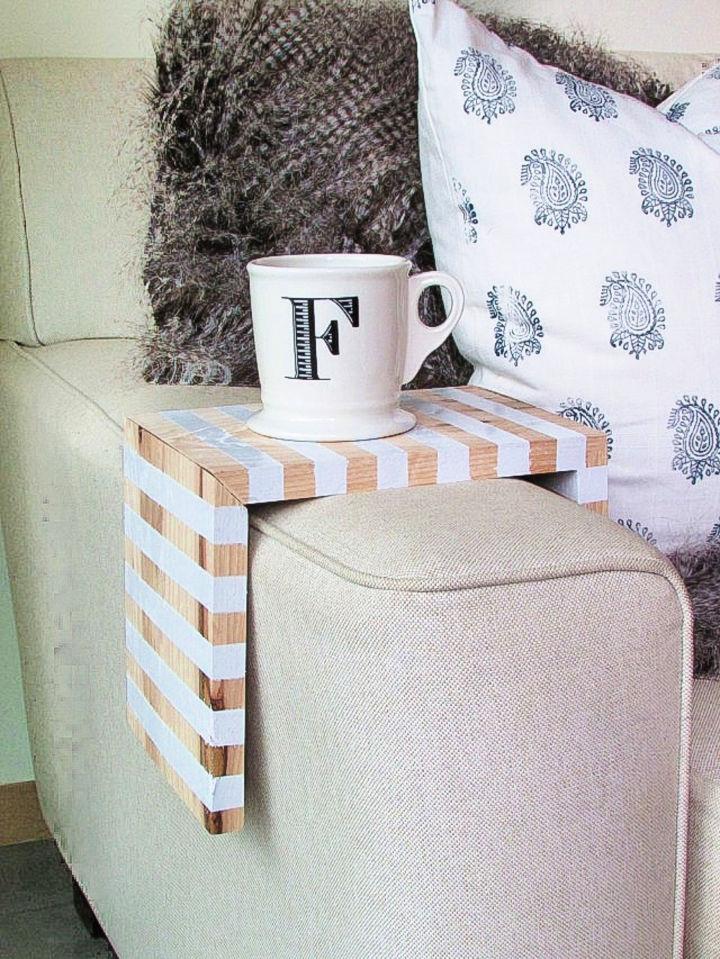 How to Make a Striped Sofa Arm Table