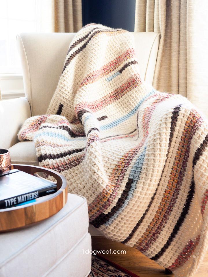 Tunisian Crochet Sunset Stripes Blanket Pattern