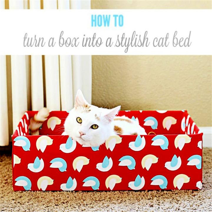 Turn Cardboard Box Into a Stylish Cat Bed