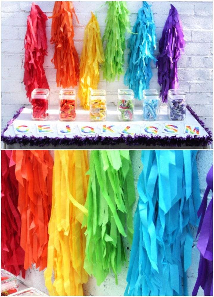 Vertical Rainbow Fringe Garland