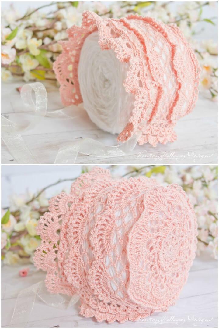 Crochet Victoria Rose Lacy Baby Bonnet Pattern