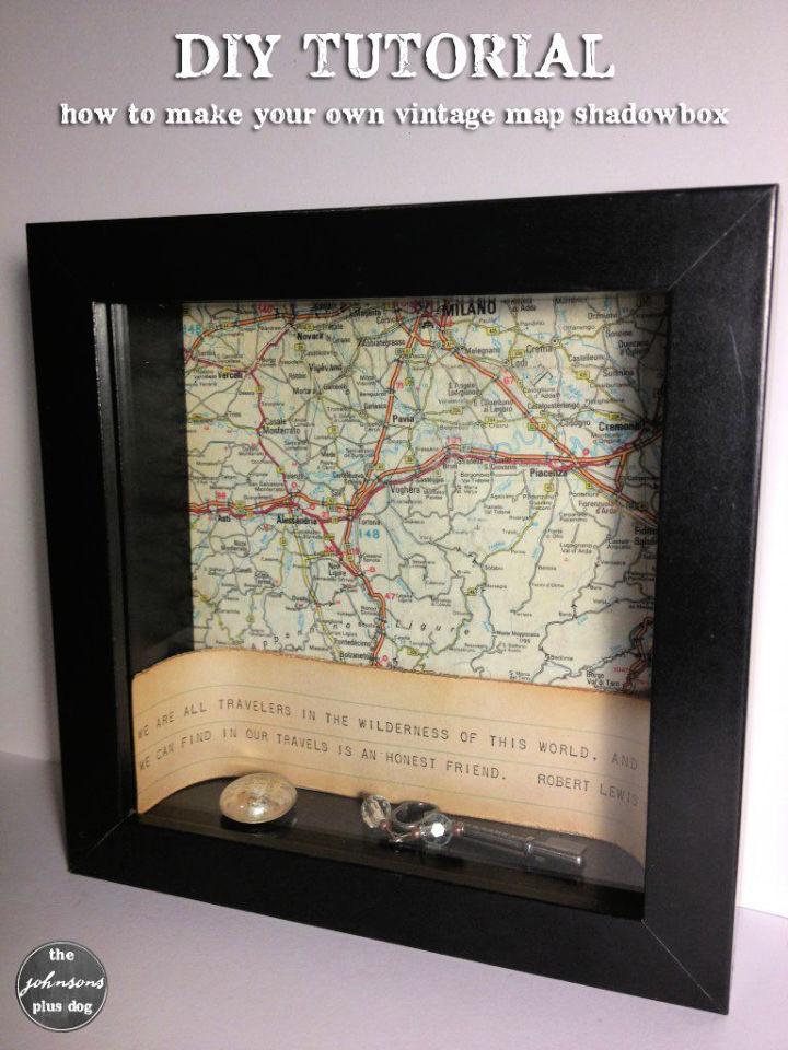 Vintage Map Shadowbox Ideas