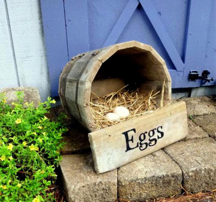 Wooden Half Barrel Chicken Nesting Box