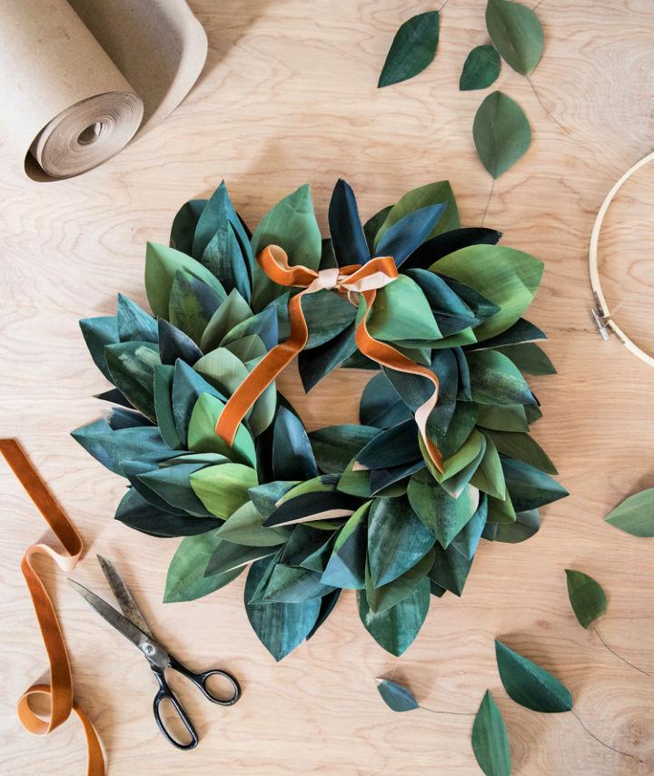 DIY Wrapping Paper Wreath for Adults