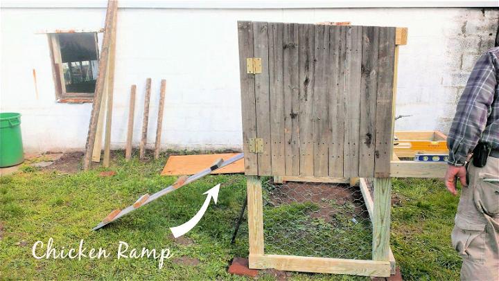 chicken coop ramp and door built and ready to attach
