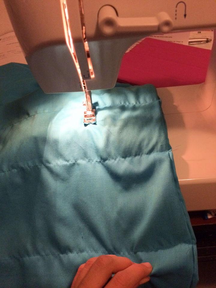 started sewing horizontal line