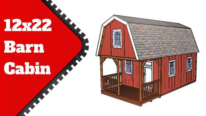 12x22 Barn Cabin with Front Porch Plan 1