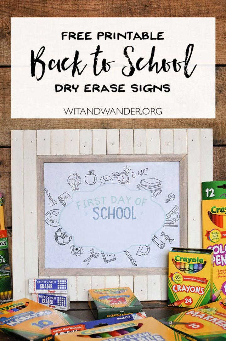 DIY Dry Erase First Day Of School Signs