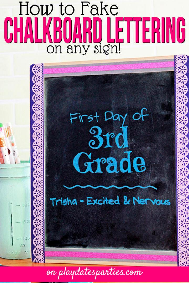 First Day Of School Chalkboard Lettering Sign