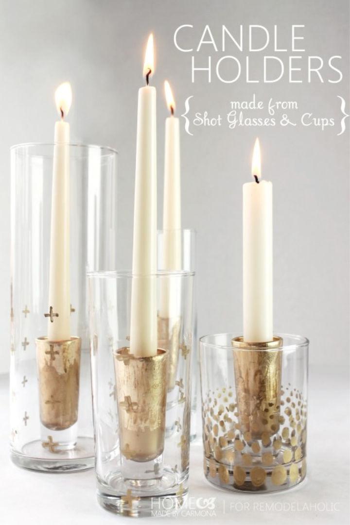 Gold Leaf Candle Holders from Glasses
