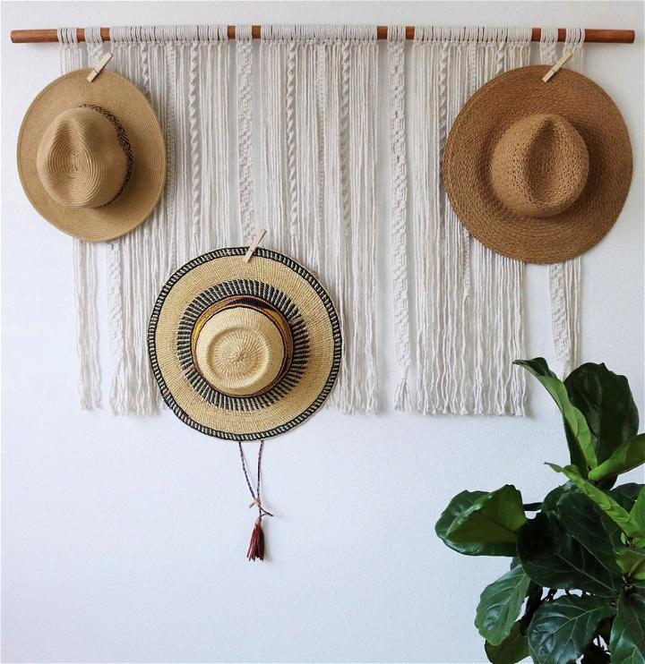 DIY Macrame Wall Hanging Hat Hanger