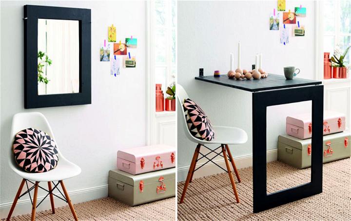 Adorable DIY Mirror Folding Table