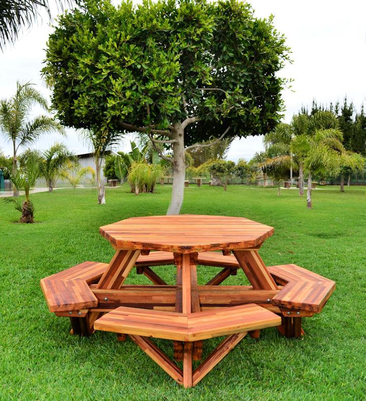 Octagon Picnic Table with Attached Bench