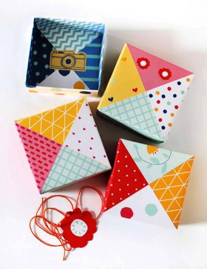Patchwork Paper Origami Gift Boxes