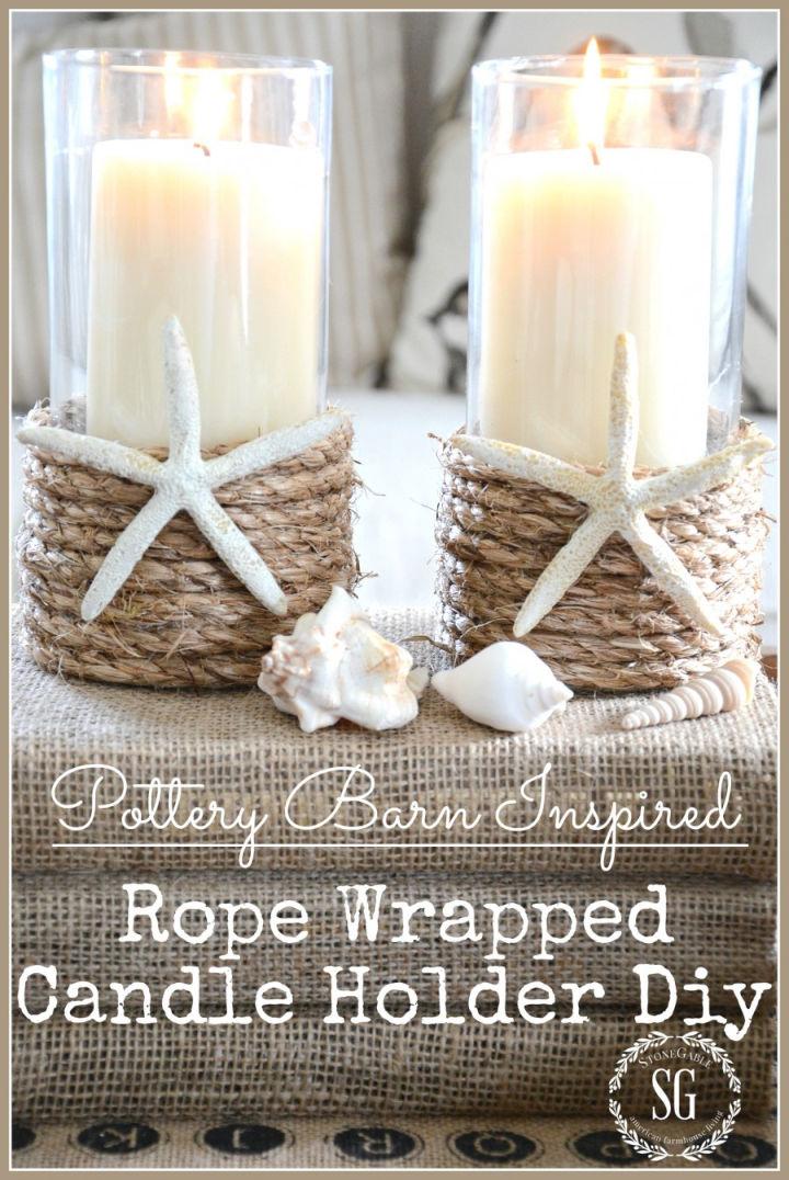 Pottery Barn Rope Wrapped Candle Holder