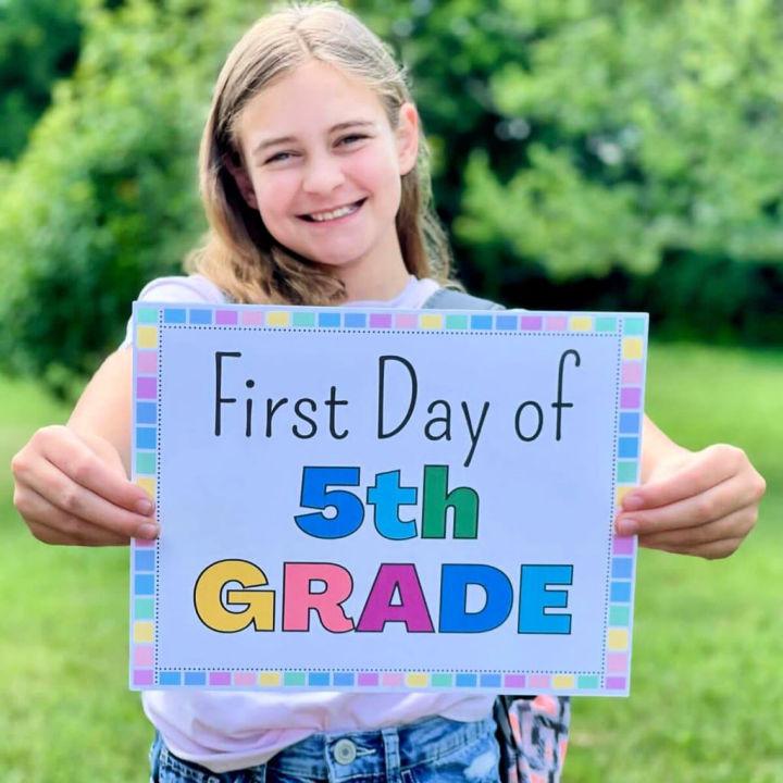 Printable First Day of School Sign for Pre K