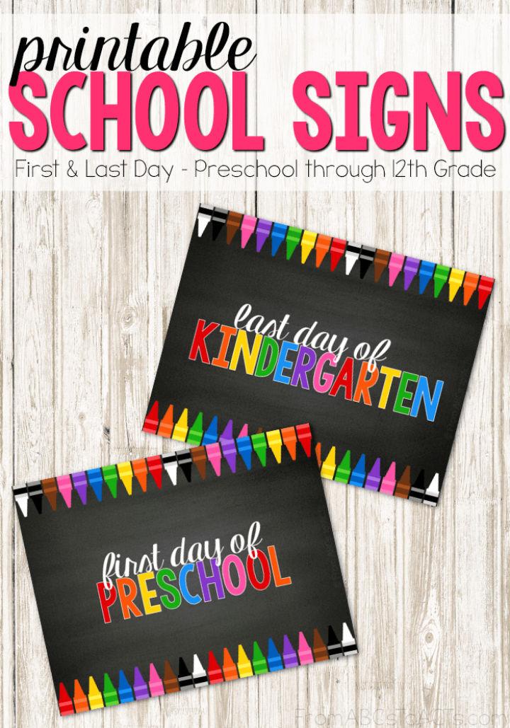 Printable First and Last Day of School Sign