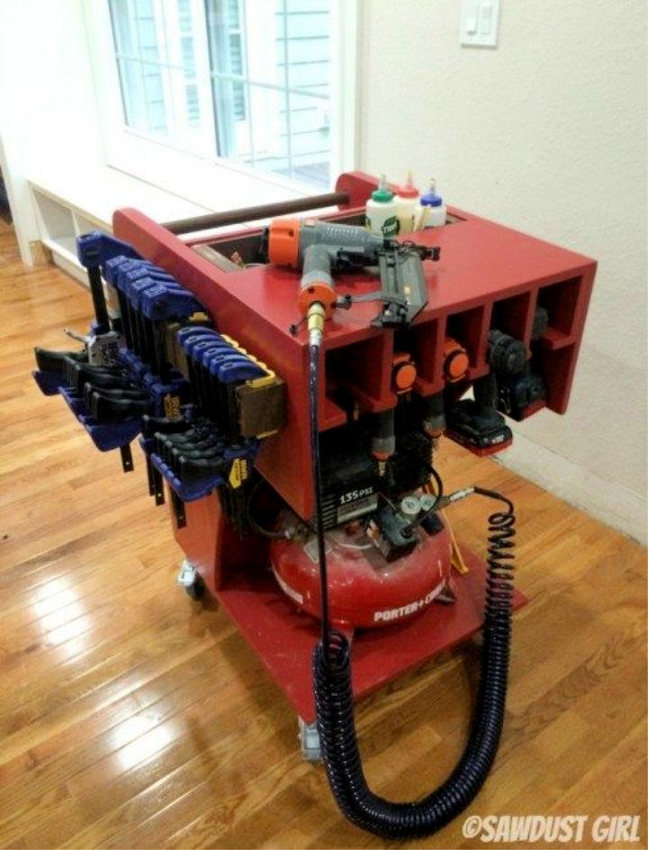 Rolling Tool Cart and Air Compressor Storage