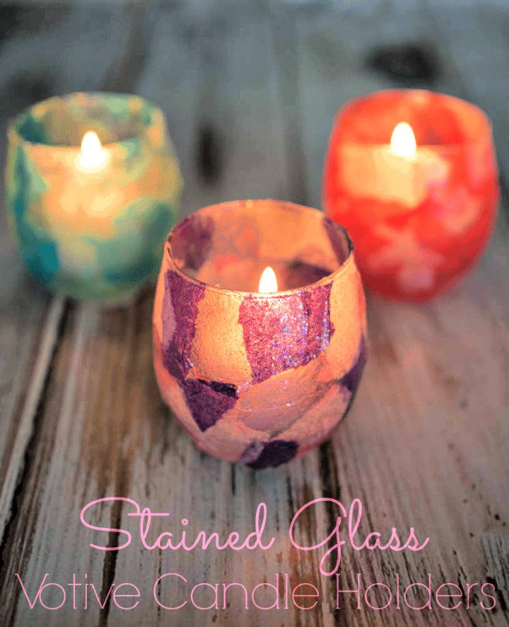 Stained Glass Votive Candle Holder