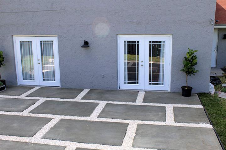 Stylish Patio with Large Poured Concrete Pavers