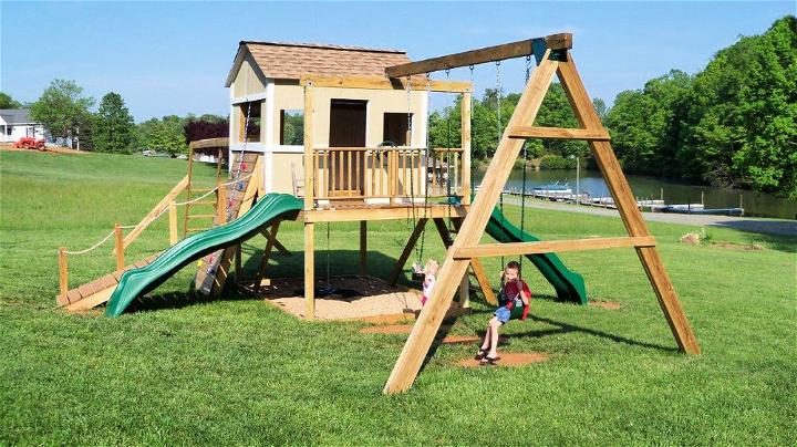 How to Make a Swing Set With Playhouse