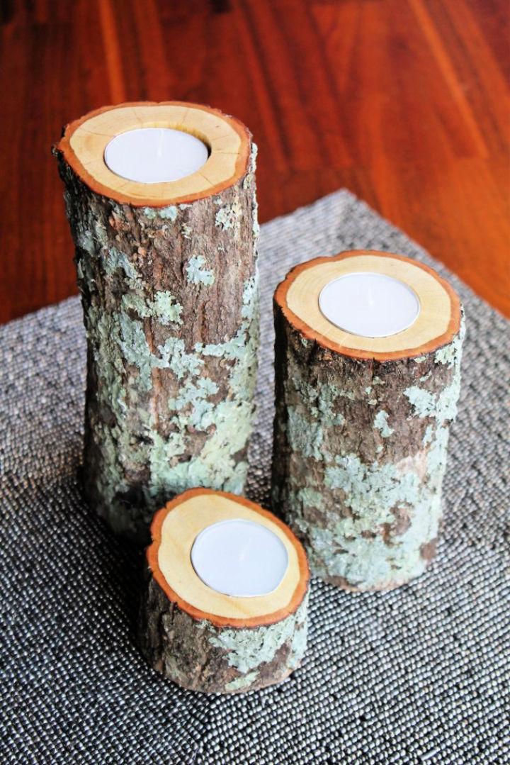 Tree Branch Wood Candle Holders